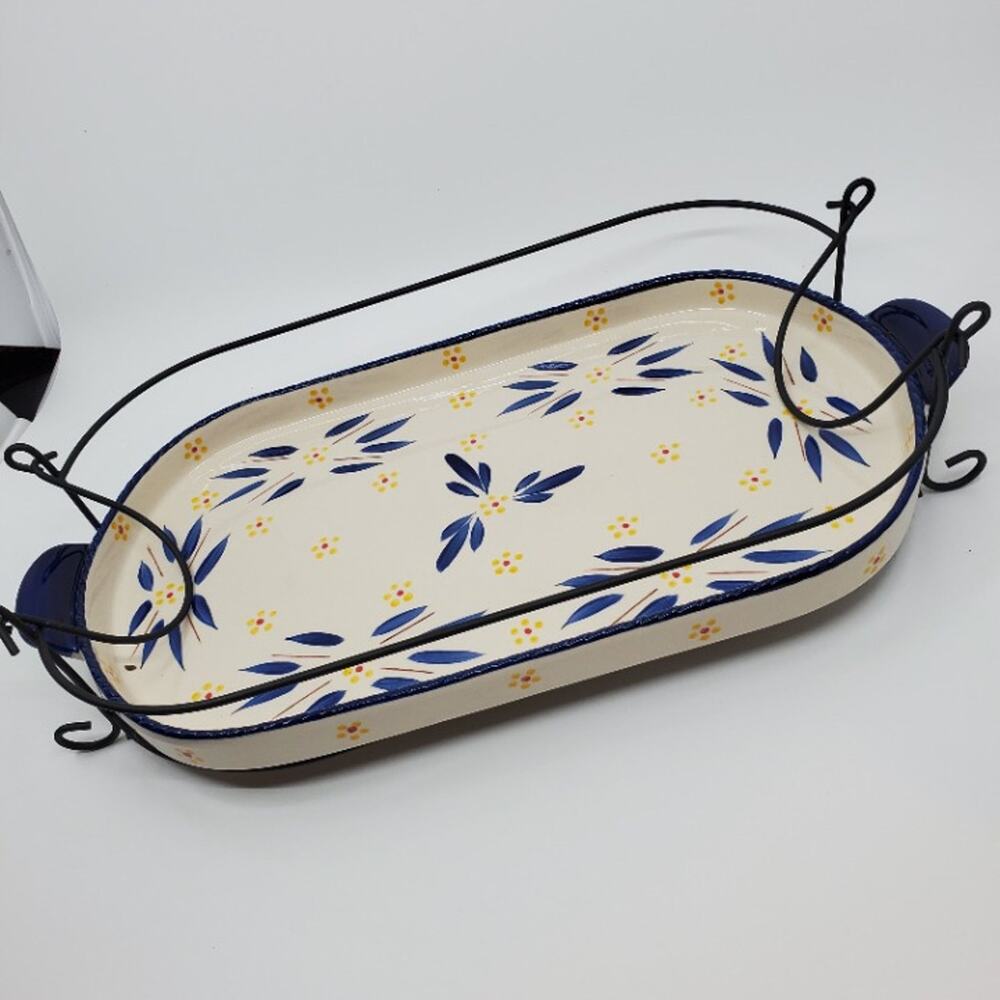 Temp-Tations Blue and Yellow Floral Serving Tray